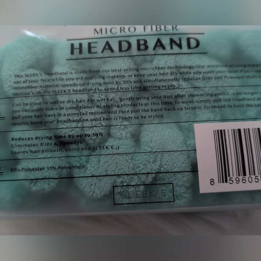 Sleek'e Turquoise Micro Fiber Bow Headband